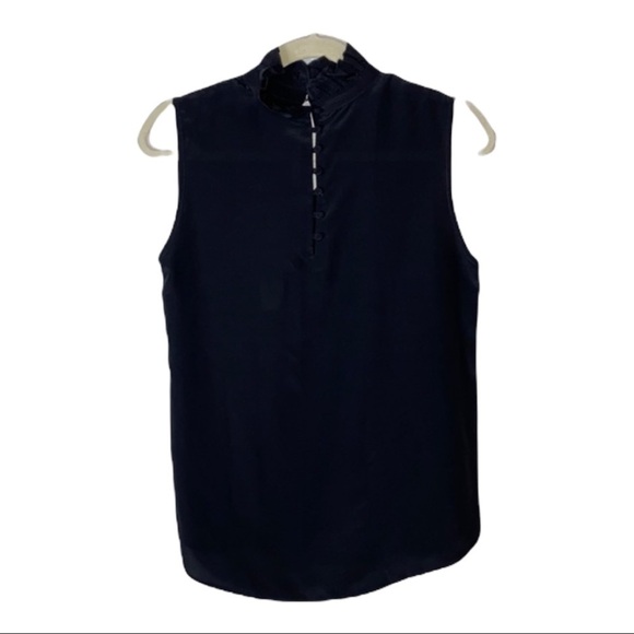 Dora Landa Black Silk Keyhole Blouse Top Size S - Picture 2 of 7